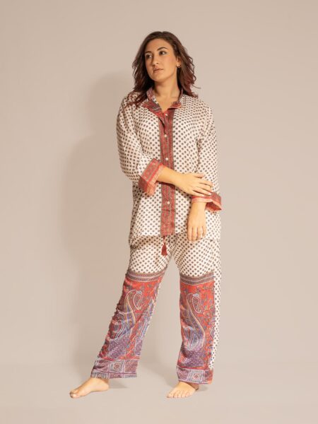 Pigiama in Sari LXL - bianco e rosa