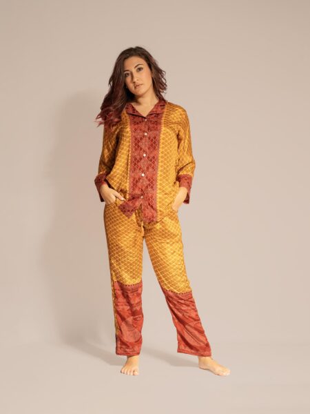 Pigiama in Sari LXL - dorato e rosso (2)