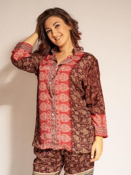 Pigiama in Sari LXL - marrone e rosso