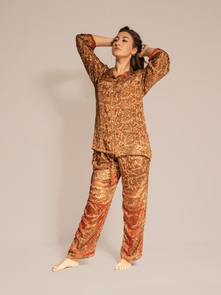 Pigiama in Sari LXL - ocra e rosso (2)