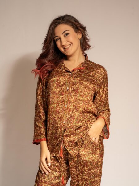 Pigiama in Sari LXL - ocra e rosso