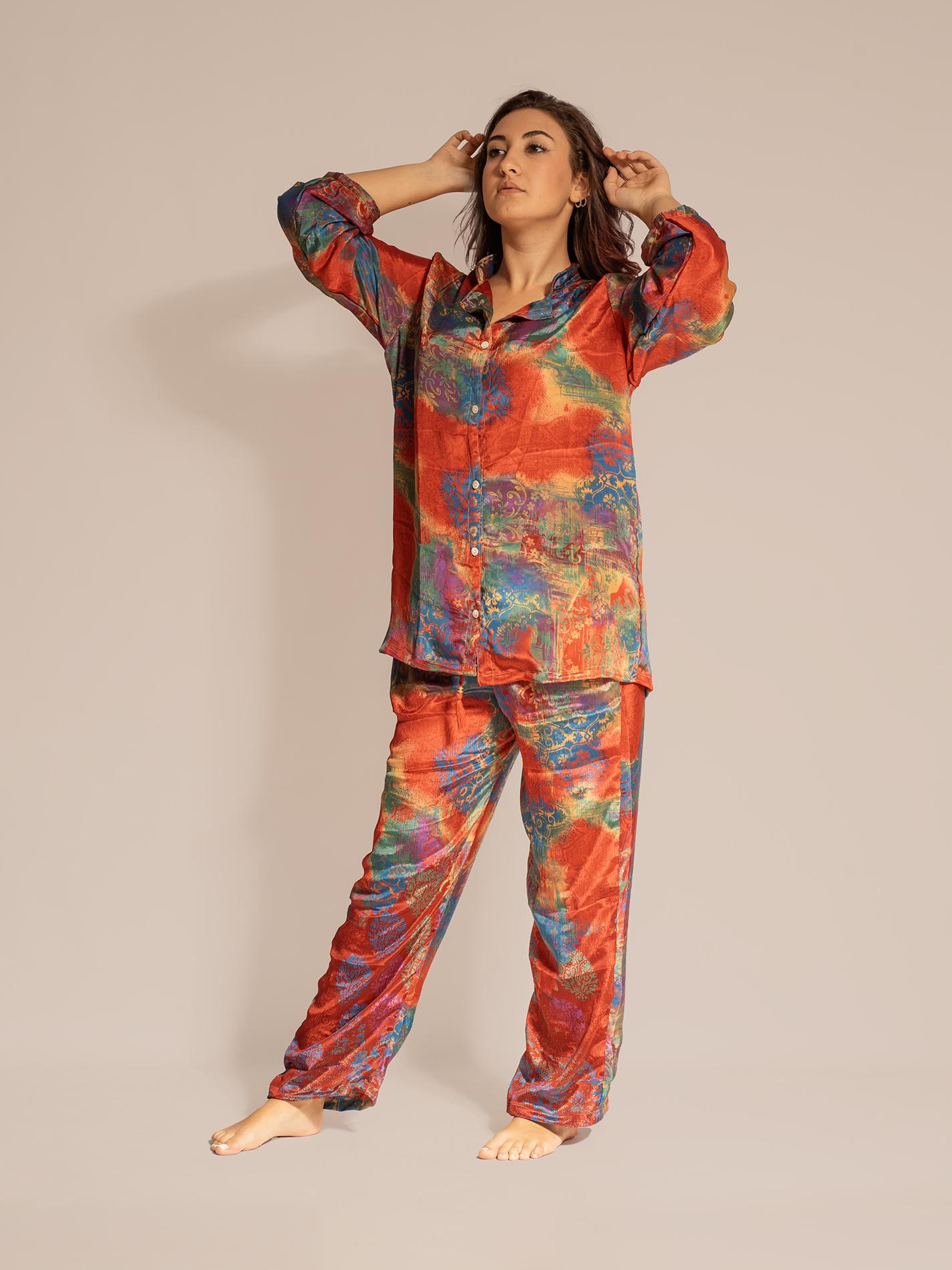 Pigiama in Sari LXL - rosso e blu