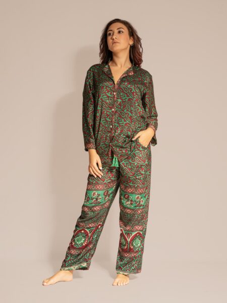 Pigiama in Sari LXL - verde e rosso (2)