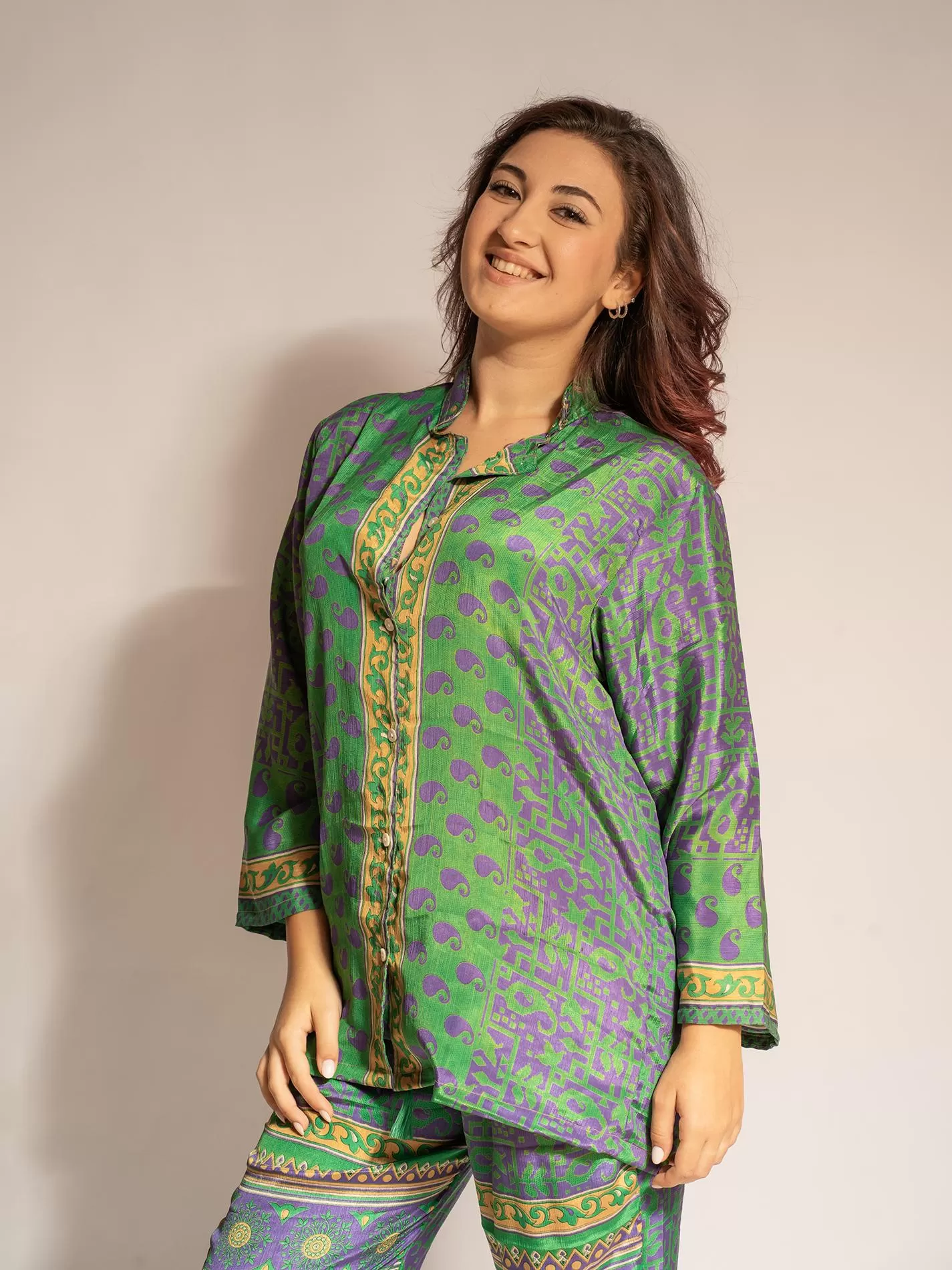 Pigiama in Sari LXL - verde e viola