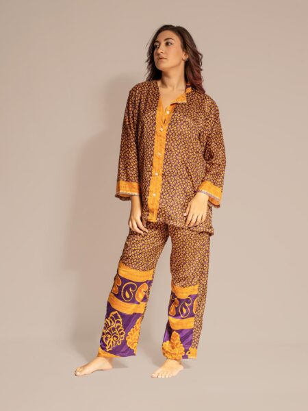Pigiama in Sari LXL - viola e arancione (2)