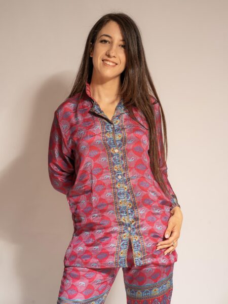 Pigiama in Sari SM - rosso e blu (2)