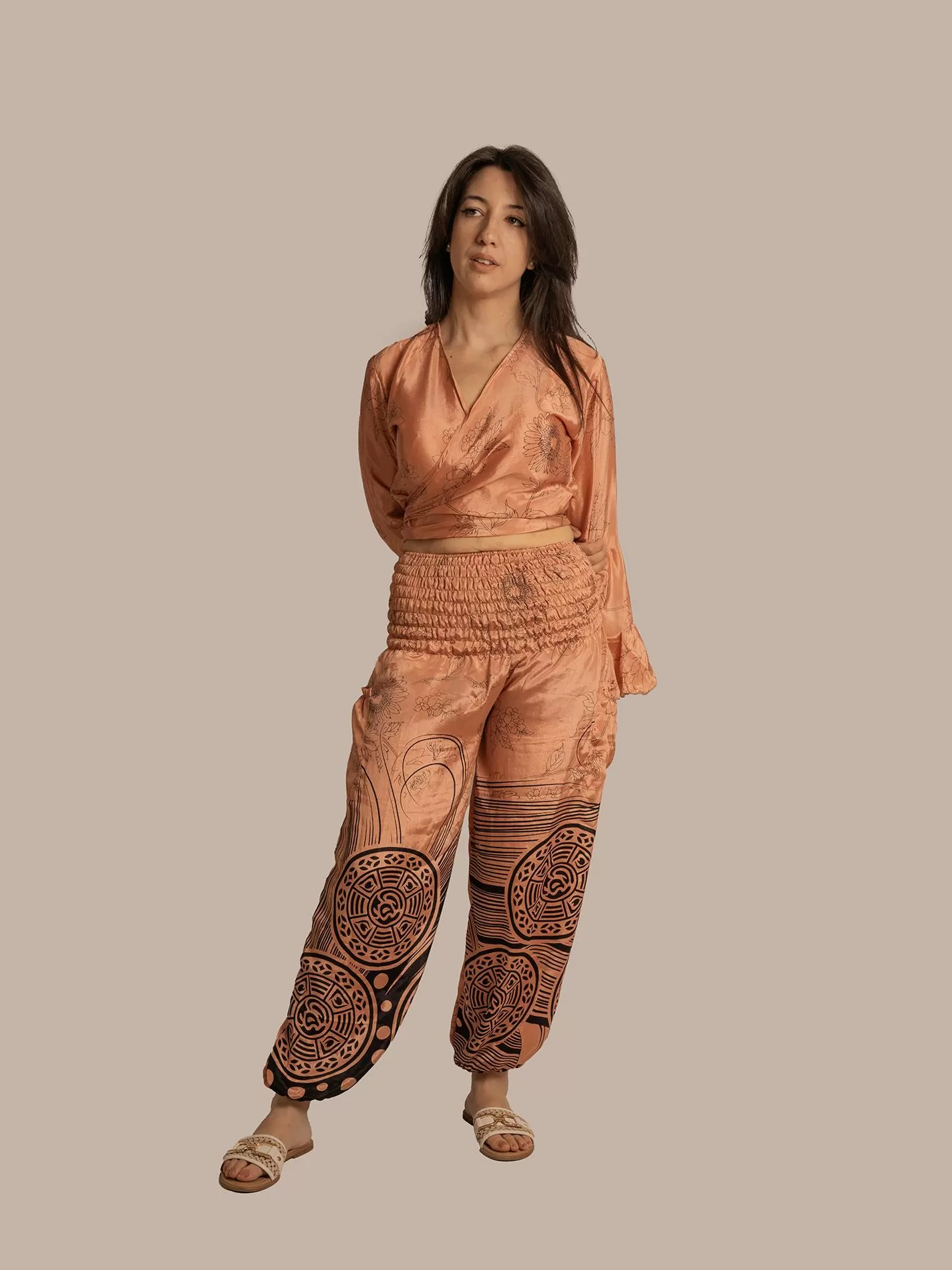 Wrap Top e Pantalone arancione chiaro – Punjabi