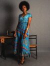Abito lungo a girocollo azzurro - Agra