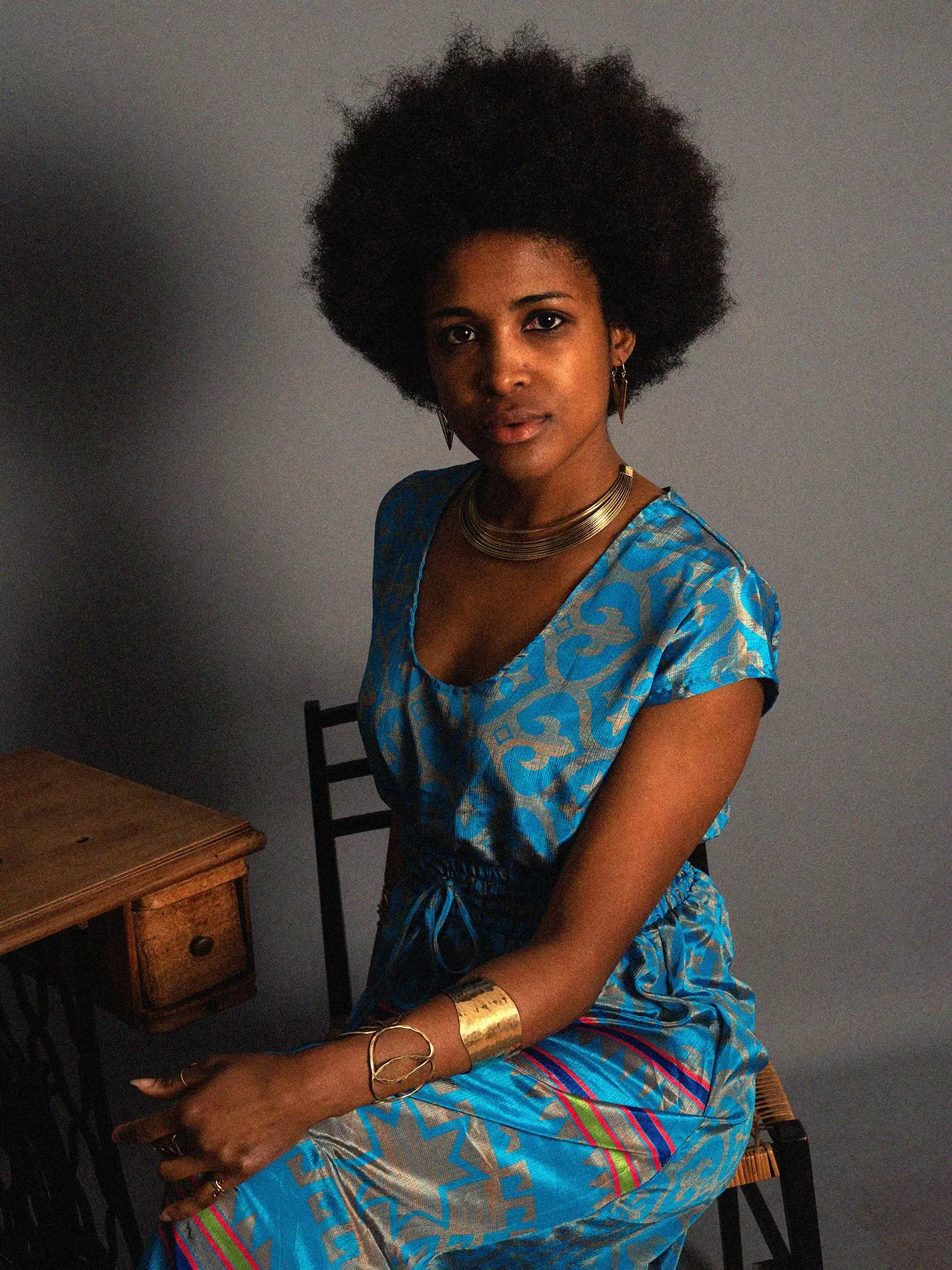 Abito lungo a girocollo azzurro - Agra