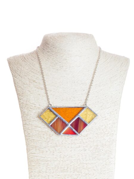 Collana girocollo in Vetro Opalescente Arancione e Metallo