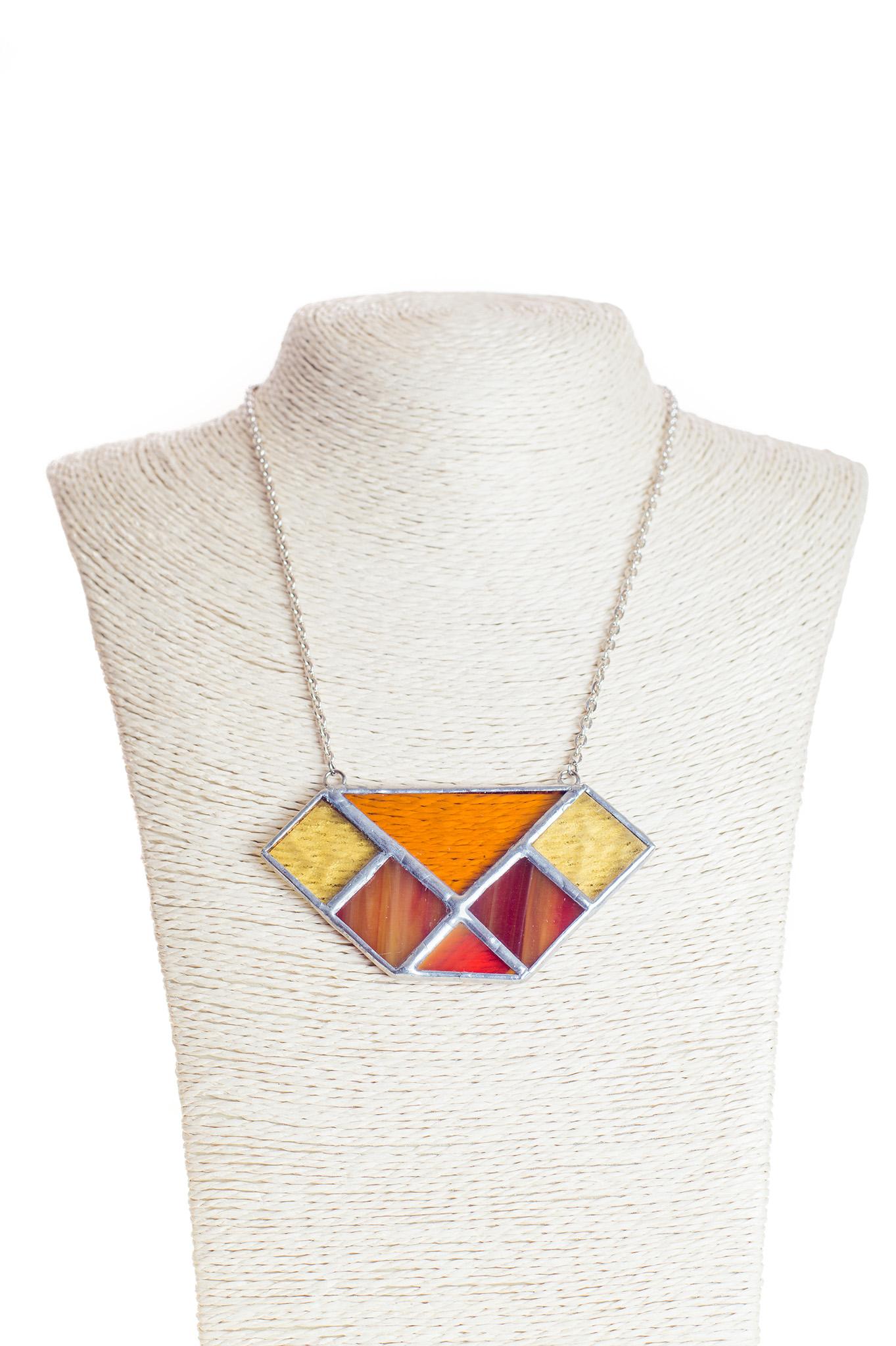 Collana girocollo in Vetro Opalescente Arancione e Metallo