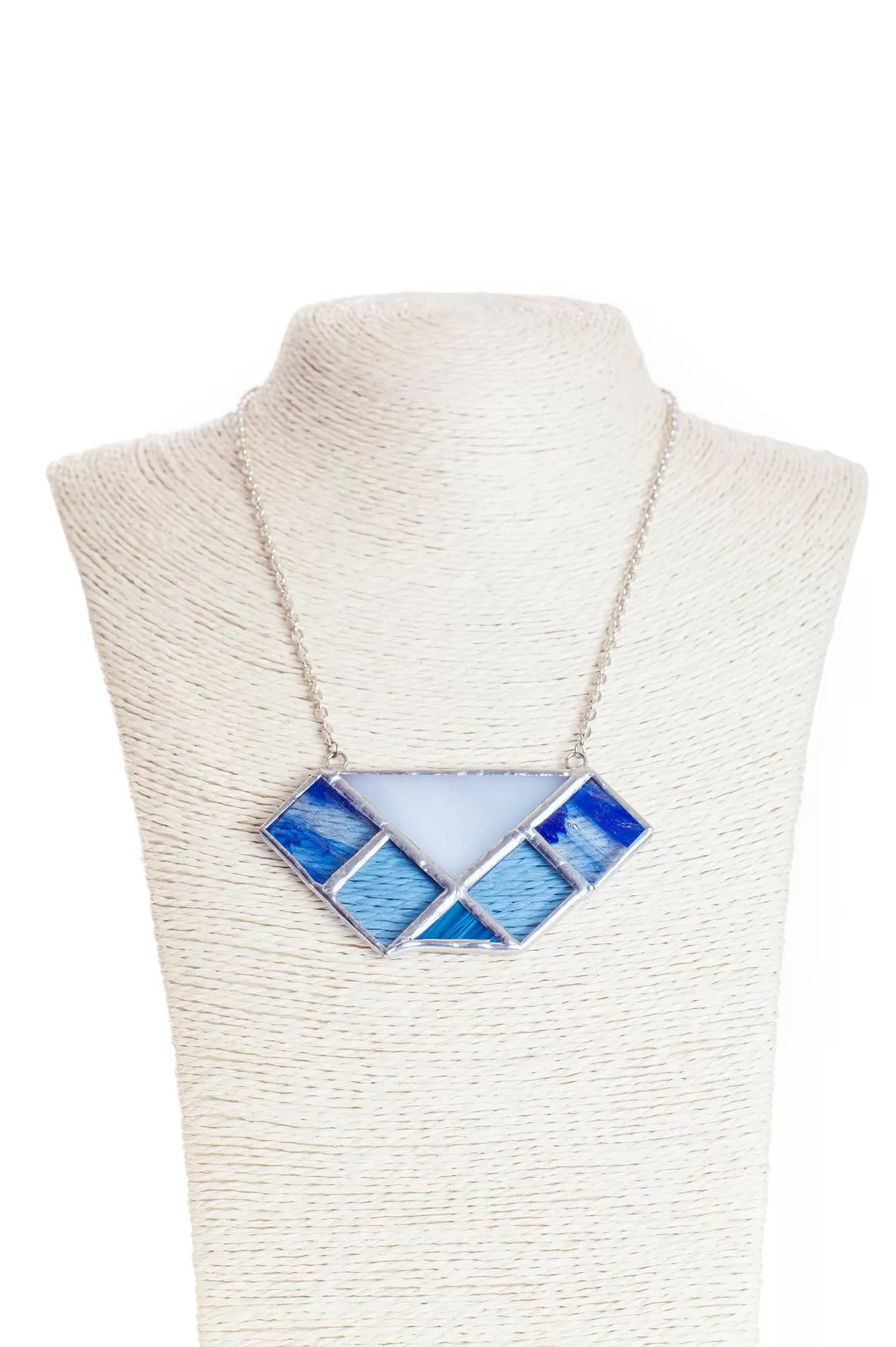 Collana girocollo in Vetro Opalescente Blu e Metallo