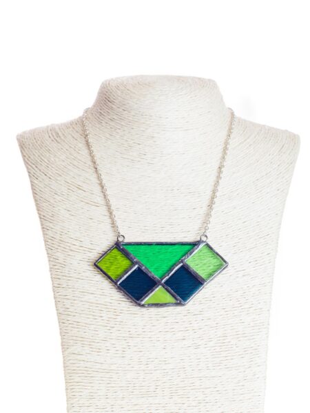 Collana girocollo in Vetro Opalescente Verde e Metallo