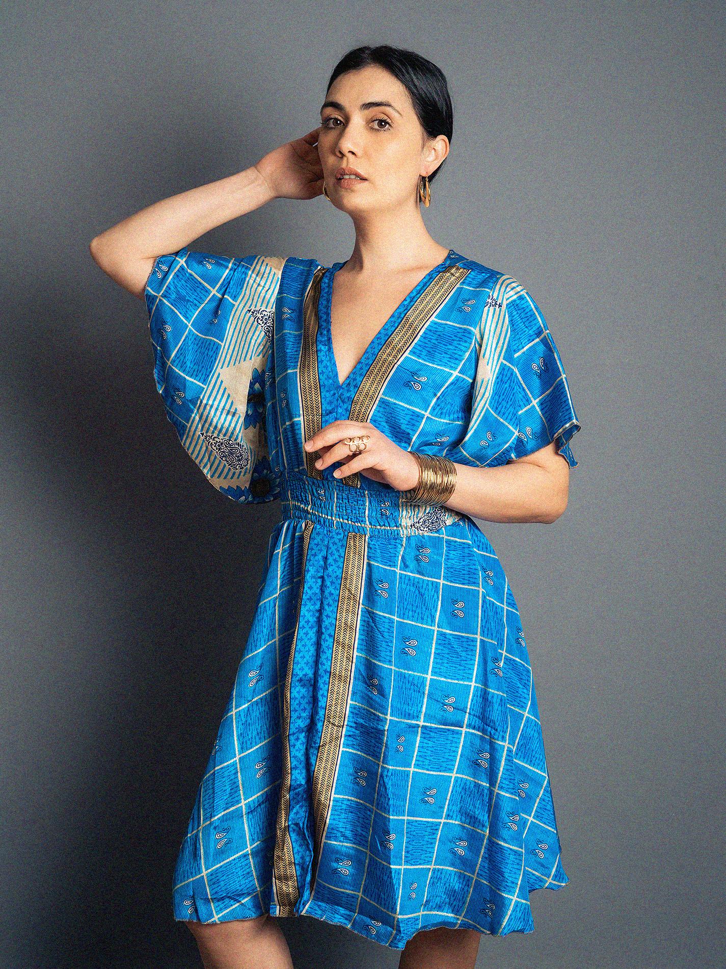 Abitino con maniche corte azzurro - Haryana