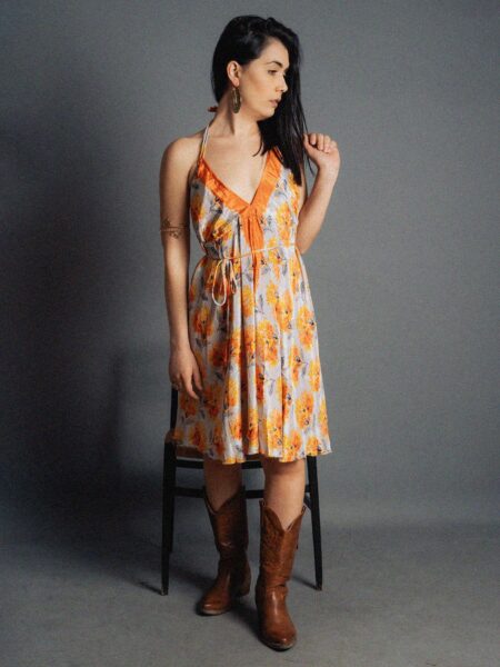 Abito corto fiori arancioni - Mandala