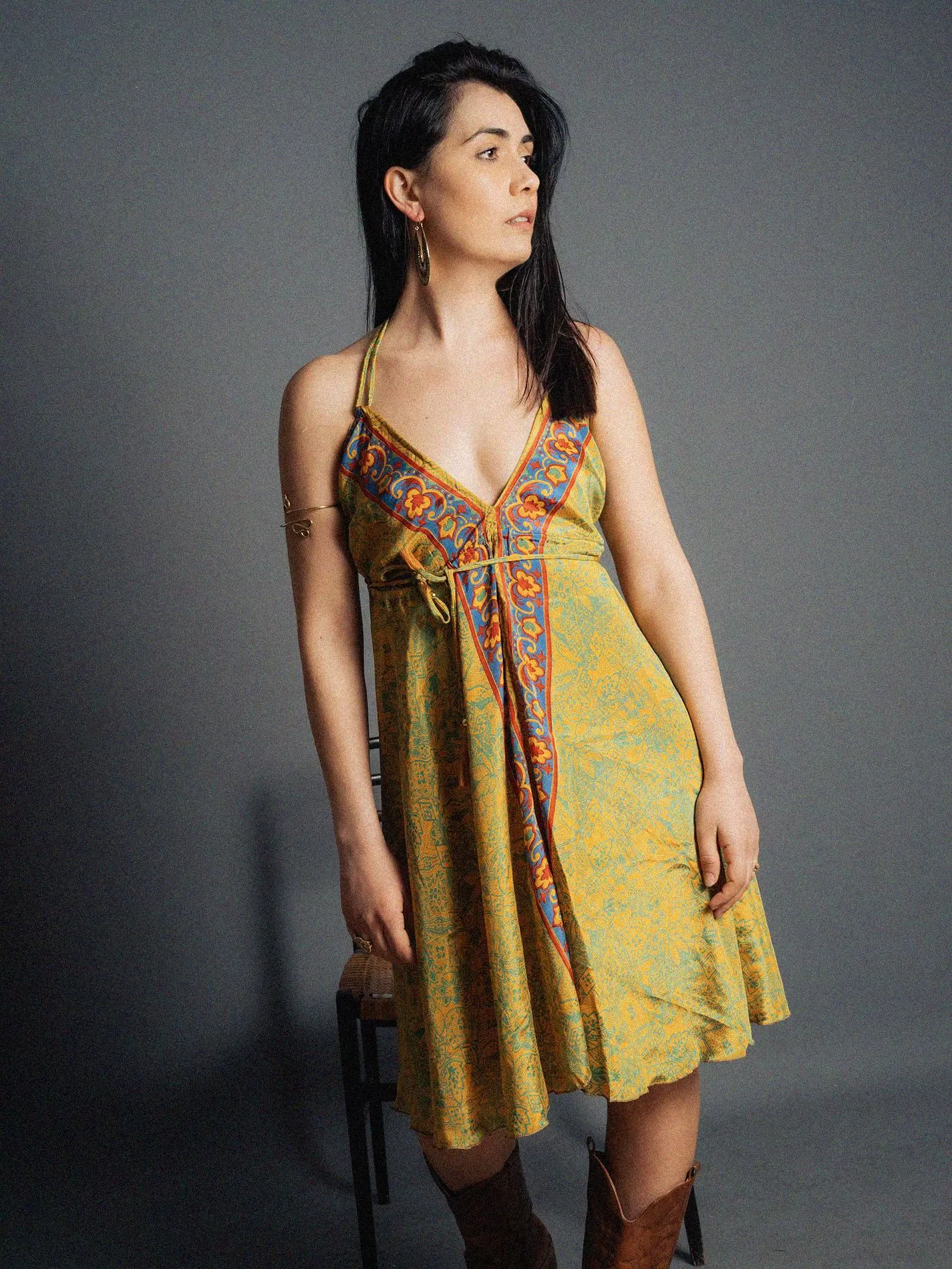 Abito corto giallo e verde - Mandala