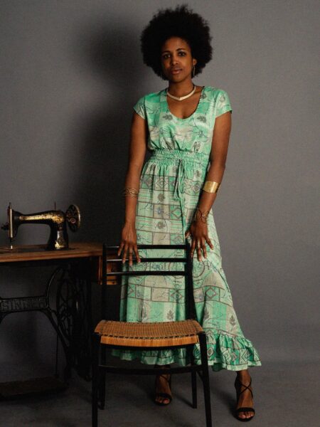 Abito lungo a girocollo menta - Agra