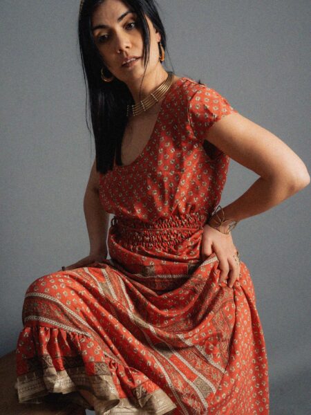 Abito lungo a girocollo rosso - Agra