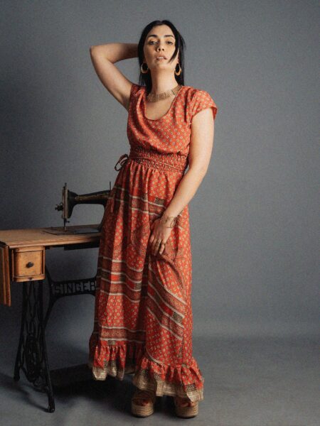 Abito lungo a girocollo rosso - Agra (5)