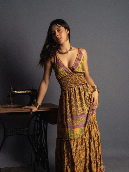 Abito lungo giallo e verde - Bihar