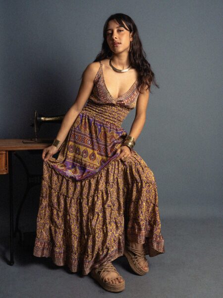 Abito lungo giallo e viola - Bihar