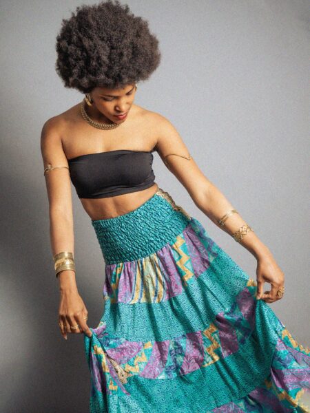 Gonna etnica a balze celeste – Hippie