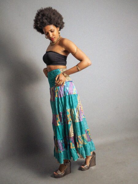 Gonna etnica a balze celeste – Hippie (2)