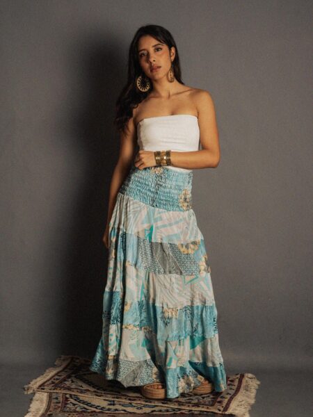 Gonna etnica a balze celeste – Hippie