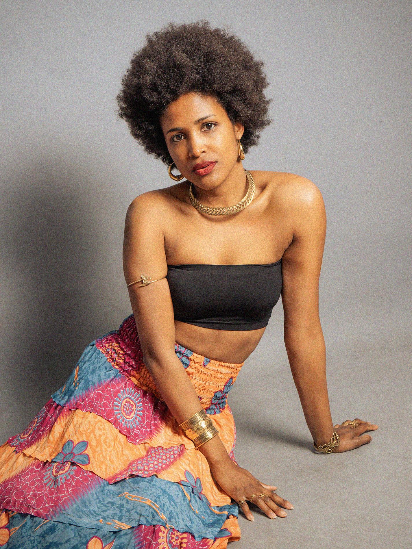 Gonna etnica a balze grigio e arancione – Hippie