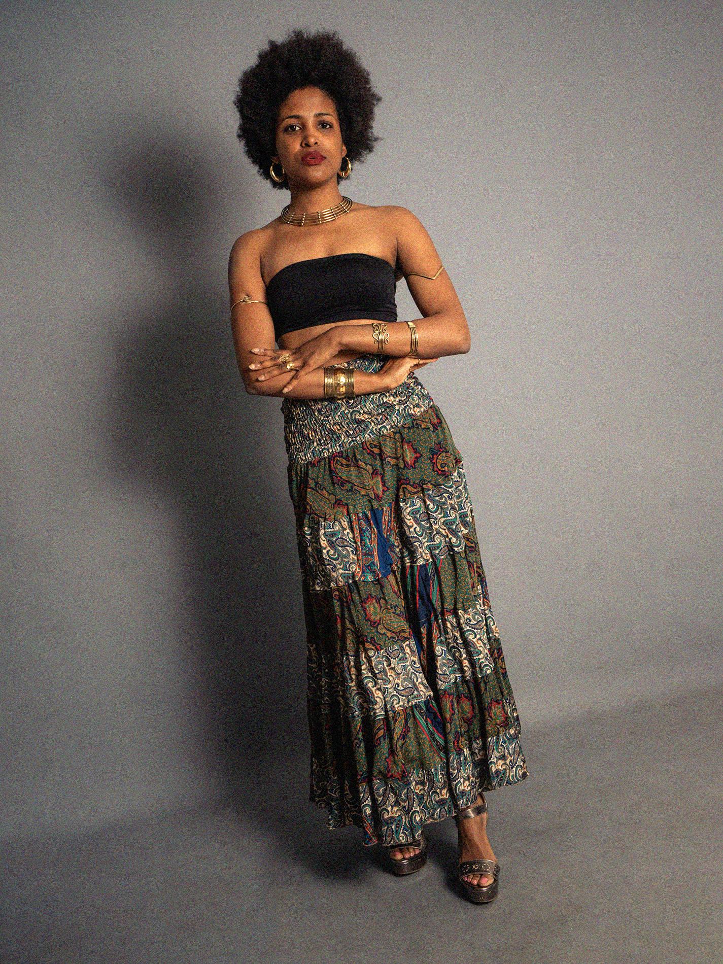 Gonna etnica a balze multicolor – Hippie