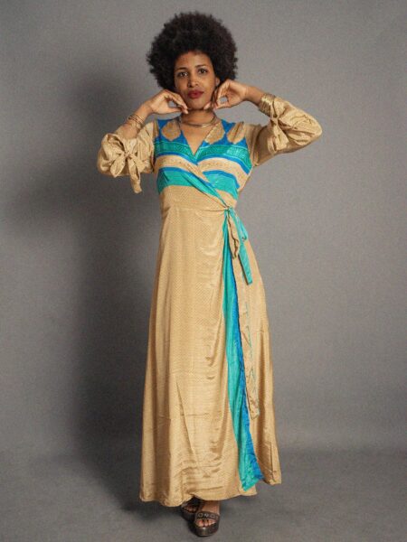 Kimono ocra e azzurro – Tibet