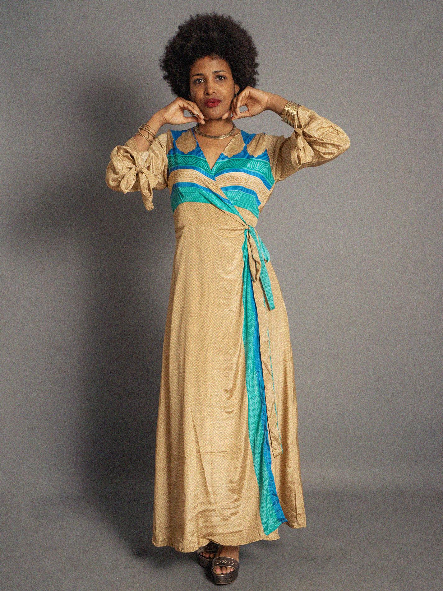 Kimono ocra e azzurro – Tibet