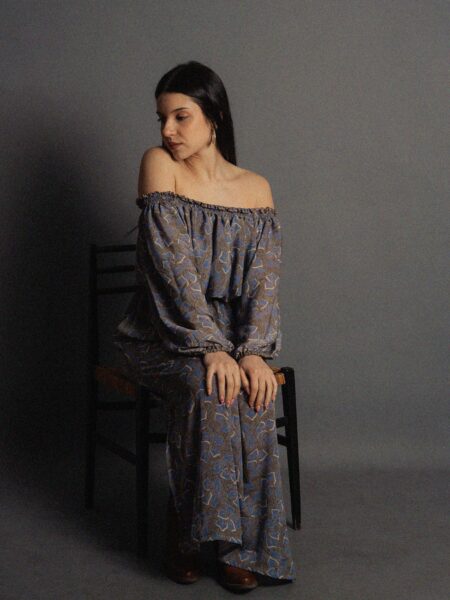 Abito Lungo Etnico con Scollo a Barca fiori – Radha (2)