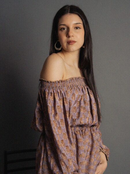 Abito Lungo Etnico con Scollo a Barca glicine – Radha (2)