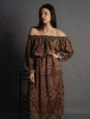Abito Lungo Etnico con Scollo a Barca vinaccia – Radha