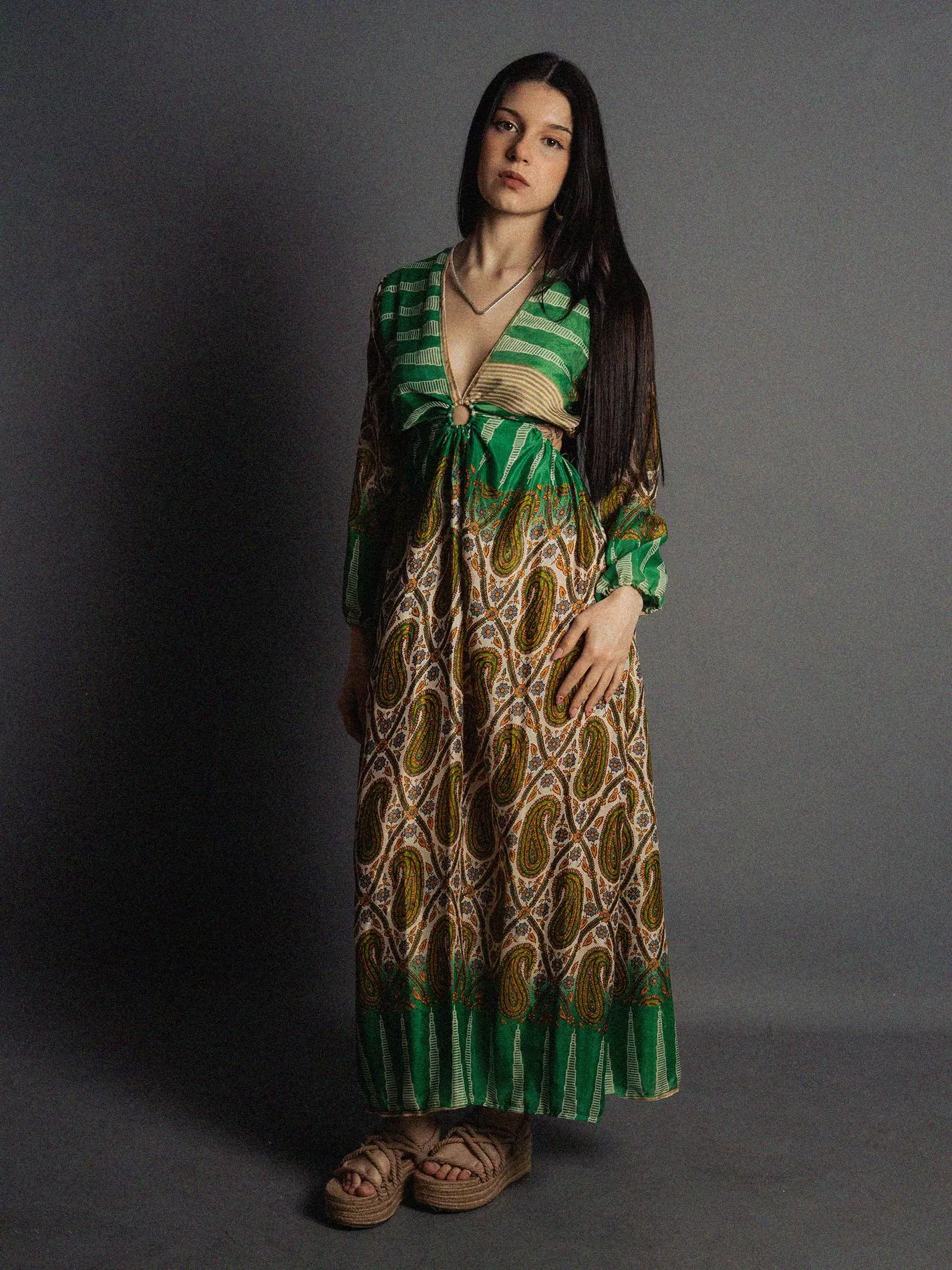 Abito Lungo con Anello verde - Orissa