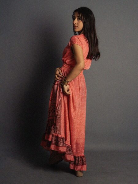 Abito lungo a girocollo rosa - Agra (4)