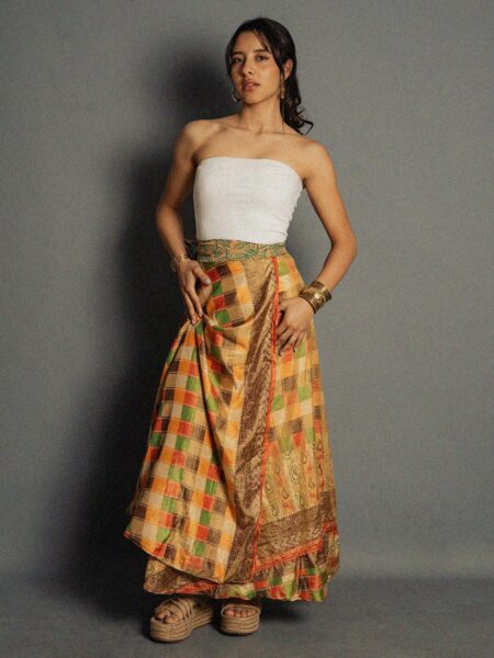 Gonna etnica lunga a portafoglio foglie – India (2)