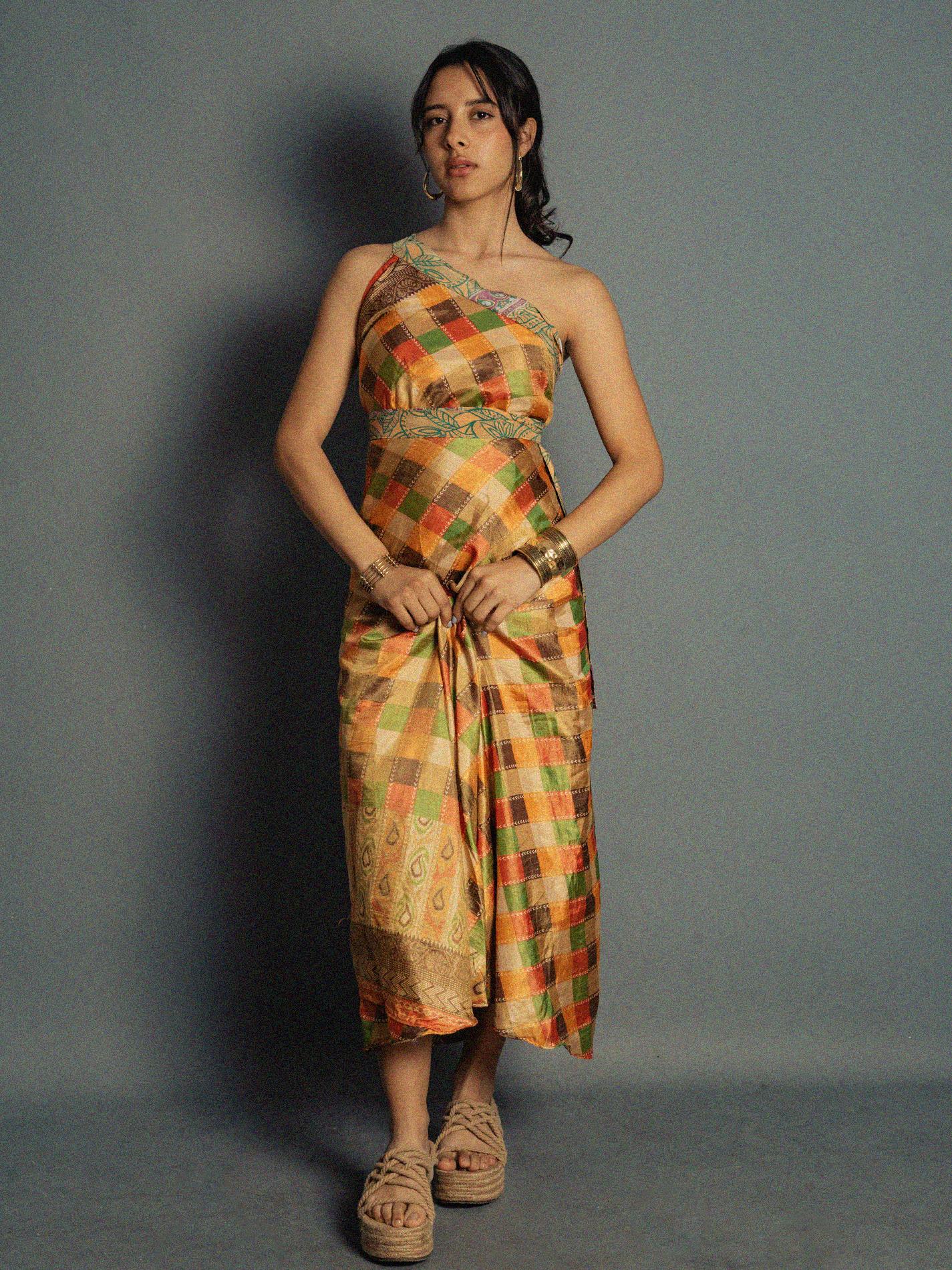 Gonna etnica lunga a portafoglio foglie – India