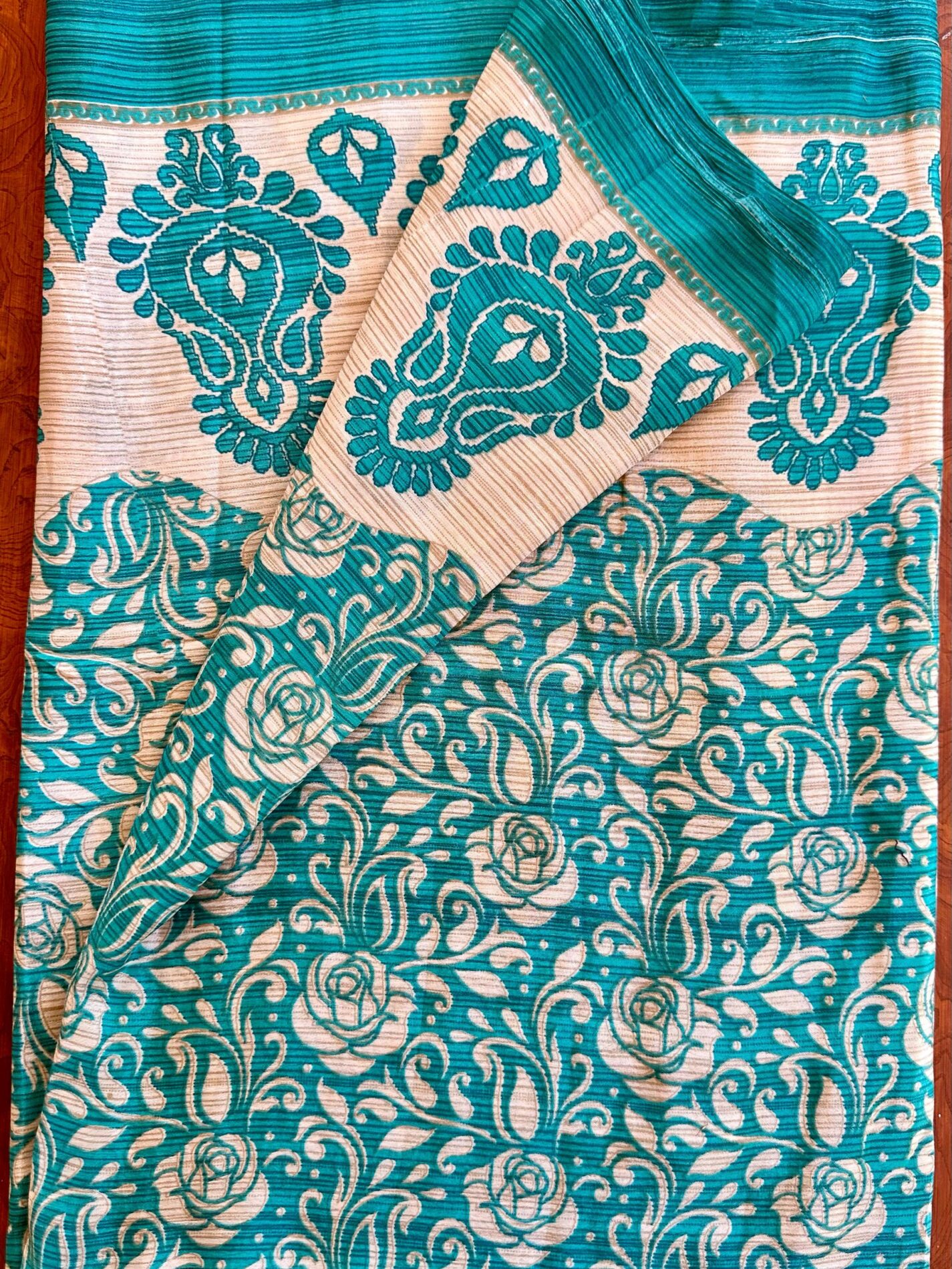 Sari Indiano - Azzurro con rose