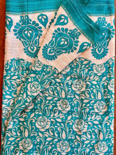 Sari Indiano - Azzurro con rose