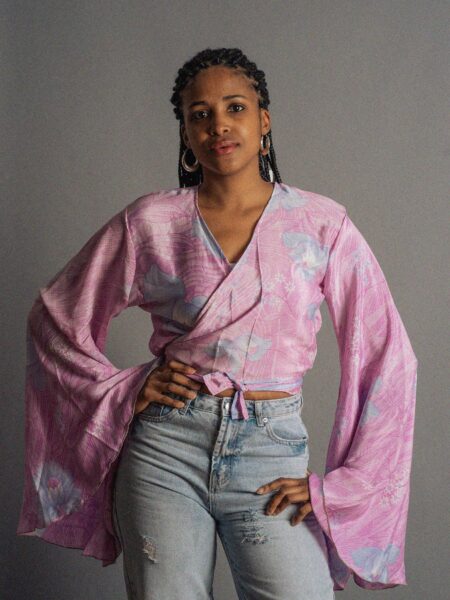Wrap Top Manica larga rosa – Gandhi