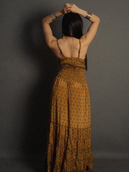 Abito lungo giallo e verde - Bihar (4)