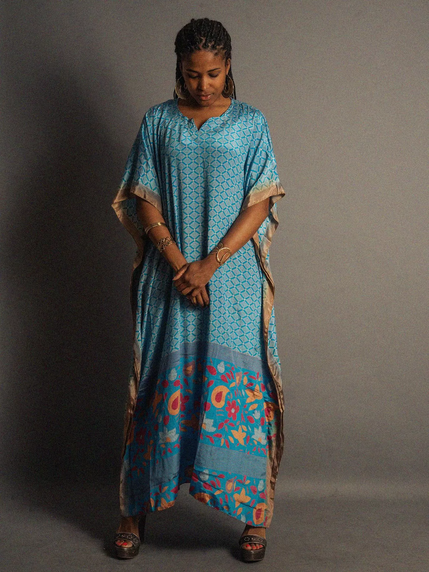 Caftano Lungo azzurro