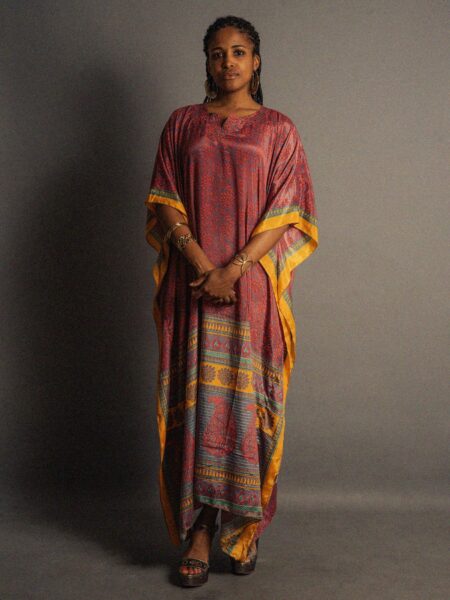 Caftano Lungo fiori rossi