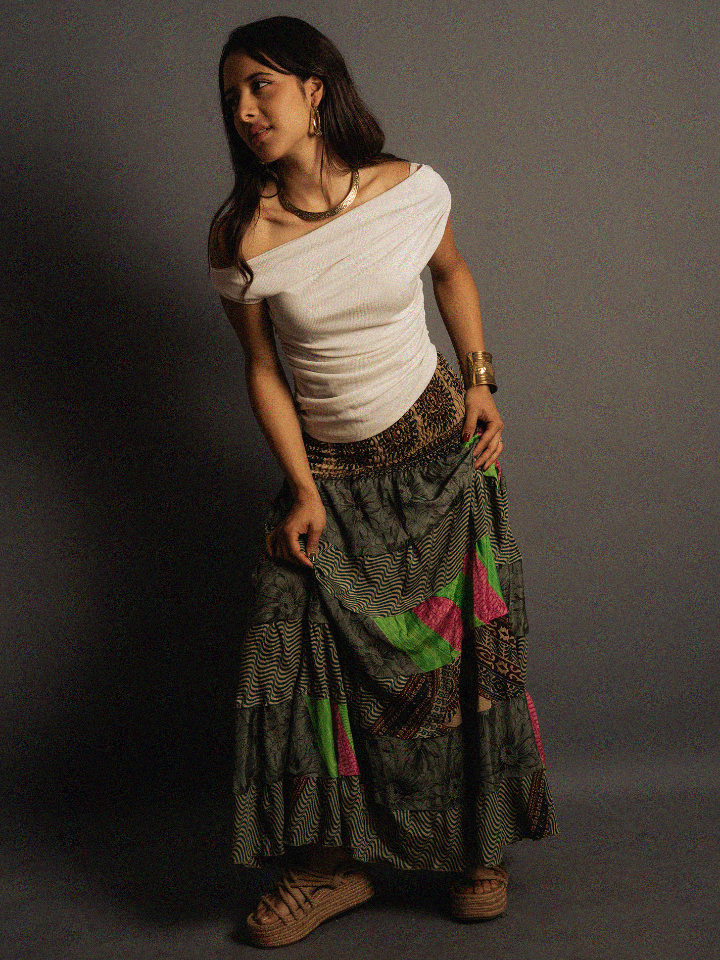 Gonna etnica a balze fiori – Hippie