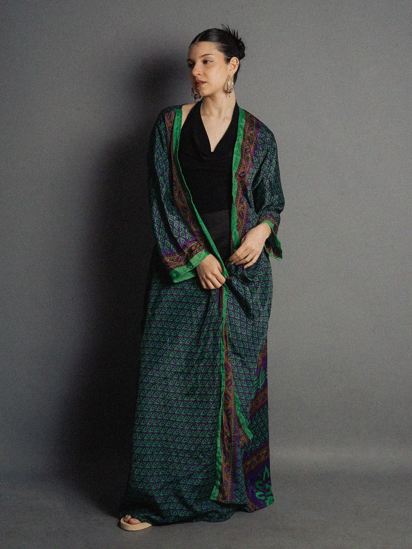 Kimono aperto felci verdi - Gujarat