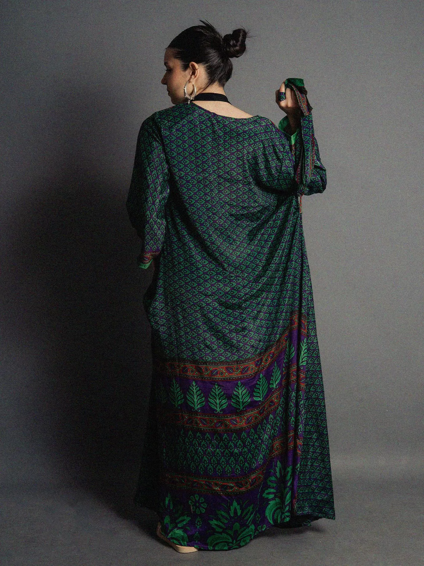 Kimono aperto felci verdi - Gujarat