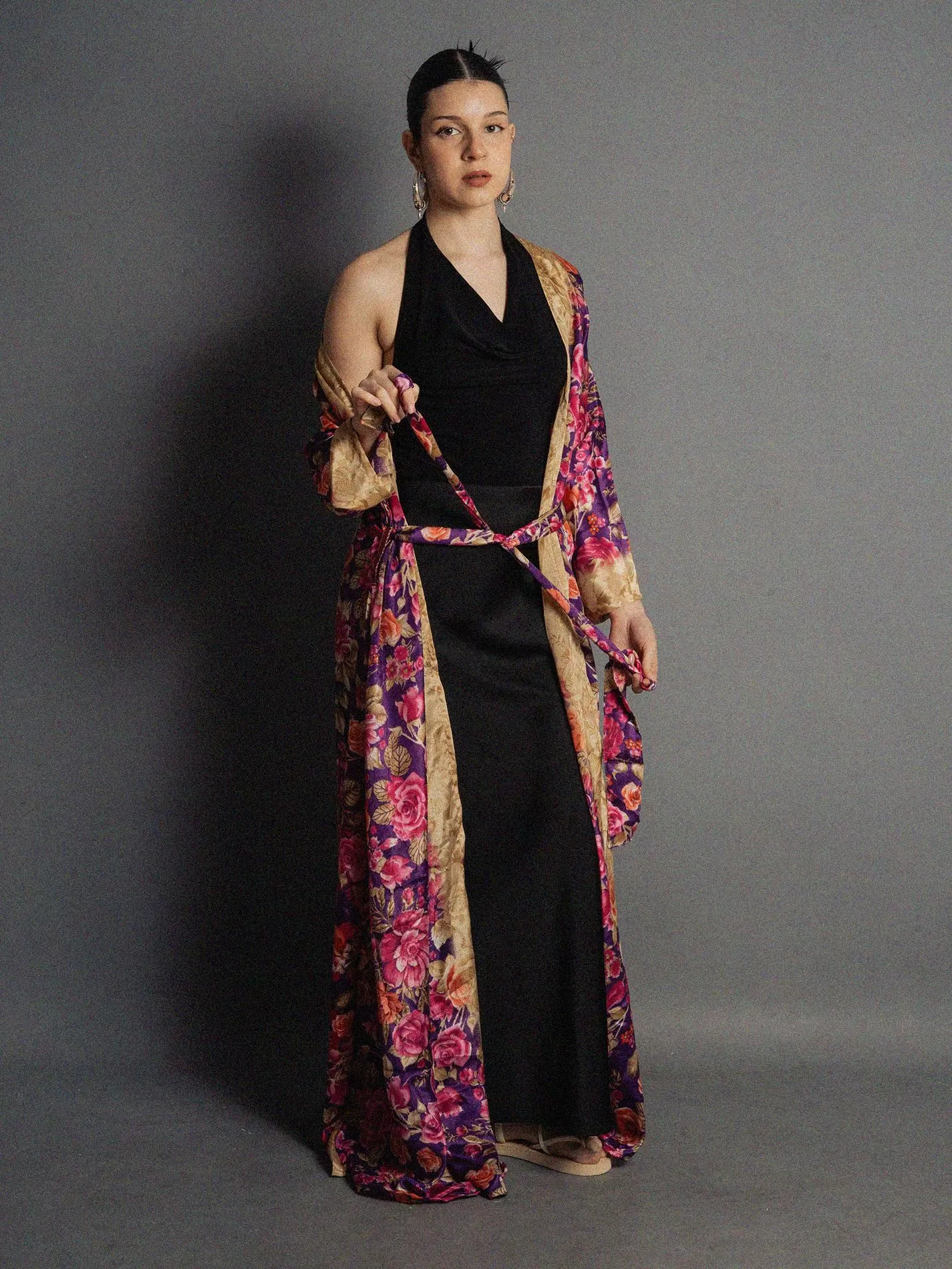 Kimono aperto fiori - Gujarat