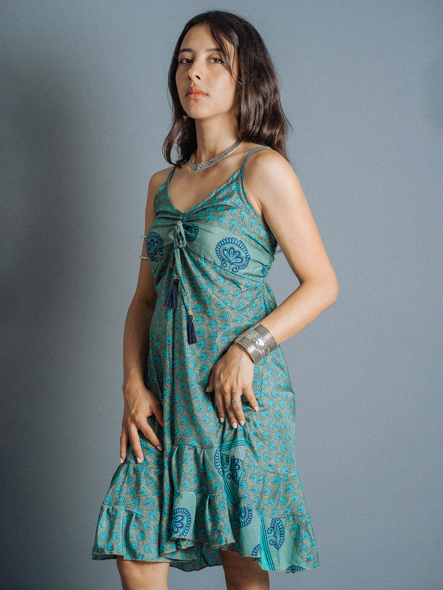 Abitino con spalline fiori blu - Patna